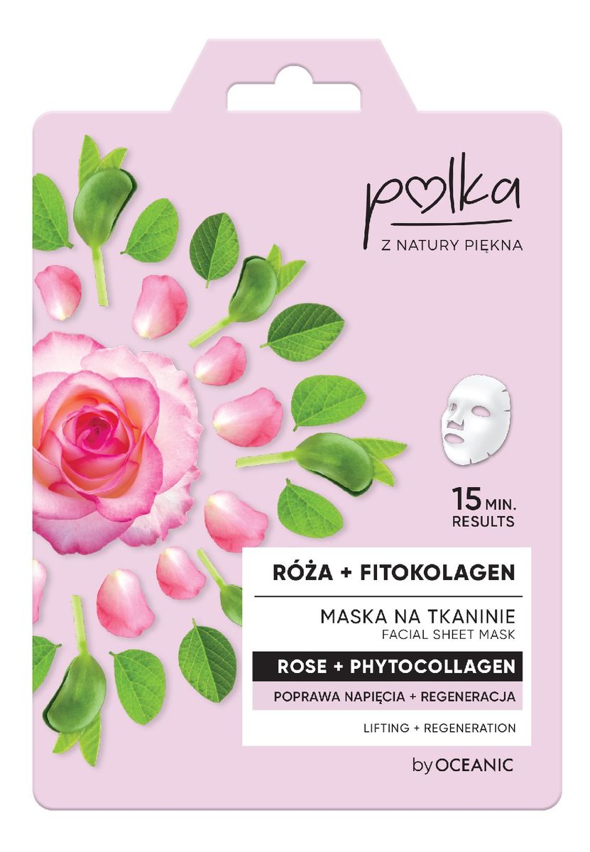 Maska na tkaninie Róża + Fitokolagen poprawa napięcia + regeneracja