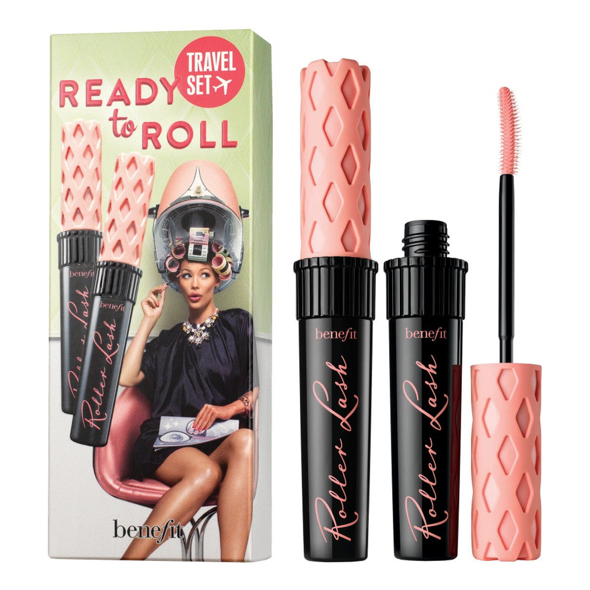 Benefit Ready To Roll Travel Set Zestaw podkręcająco-liftingujący tusz do rzęs black 2x8.5g