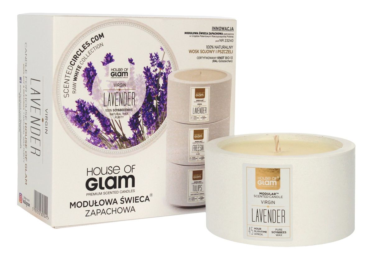 Świeca zapachowa z wosku sojowego i pszczelego Lavender Tuscan Fields