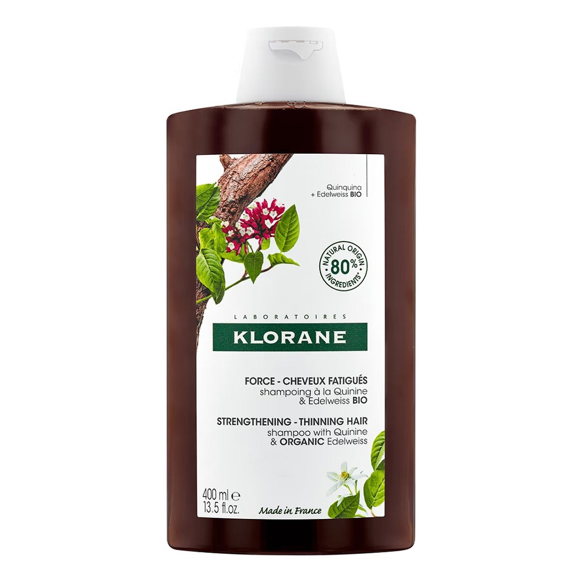 Klorane Strength shampoo szampon do włosów z chininą i szarotką 400ml