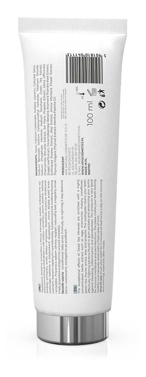 pasta do zębów z minerałami z morza martwego i świeżą miętą