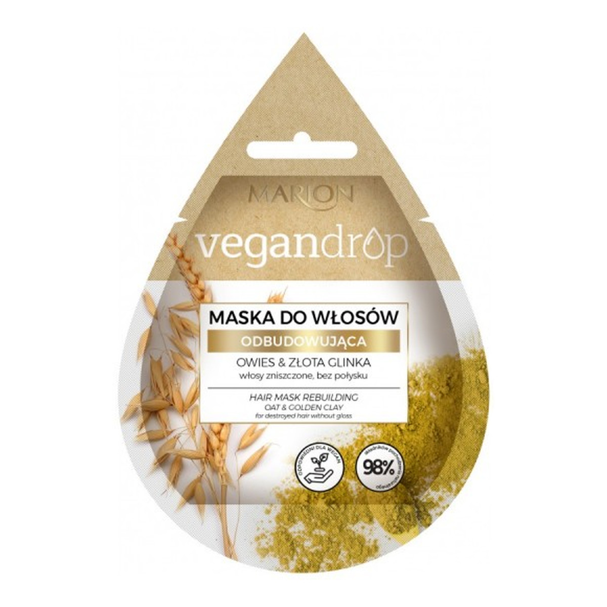 Marion Vegan Drop Maska do włosów odbudowująca Owies & Złota Glinka 20ml