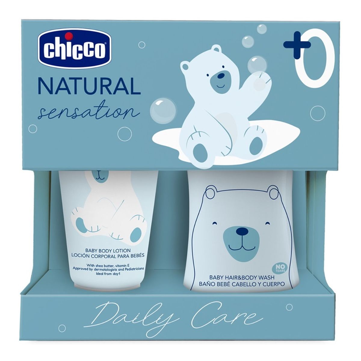 Chicco Natural Sensation Daily Care Zestaw płyn do mycia ciała i włosów 200ml + balsam do ciała 150ml