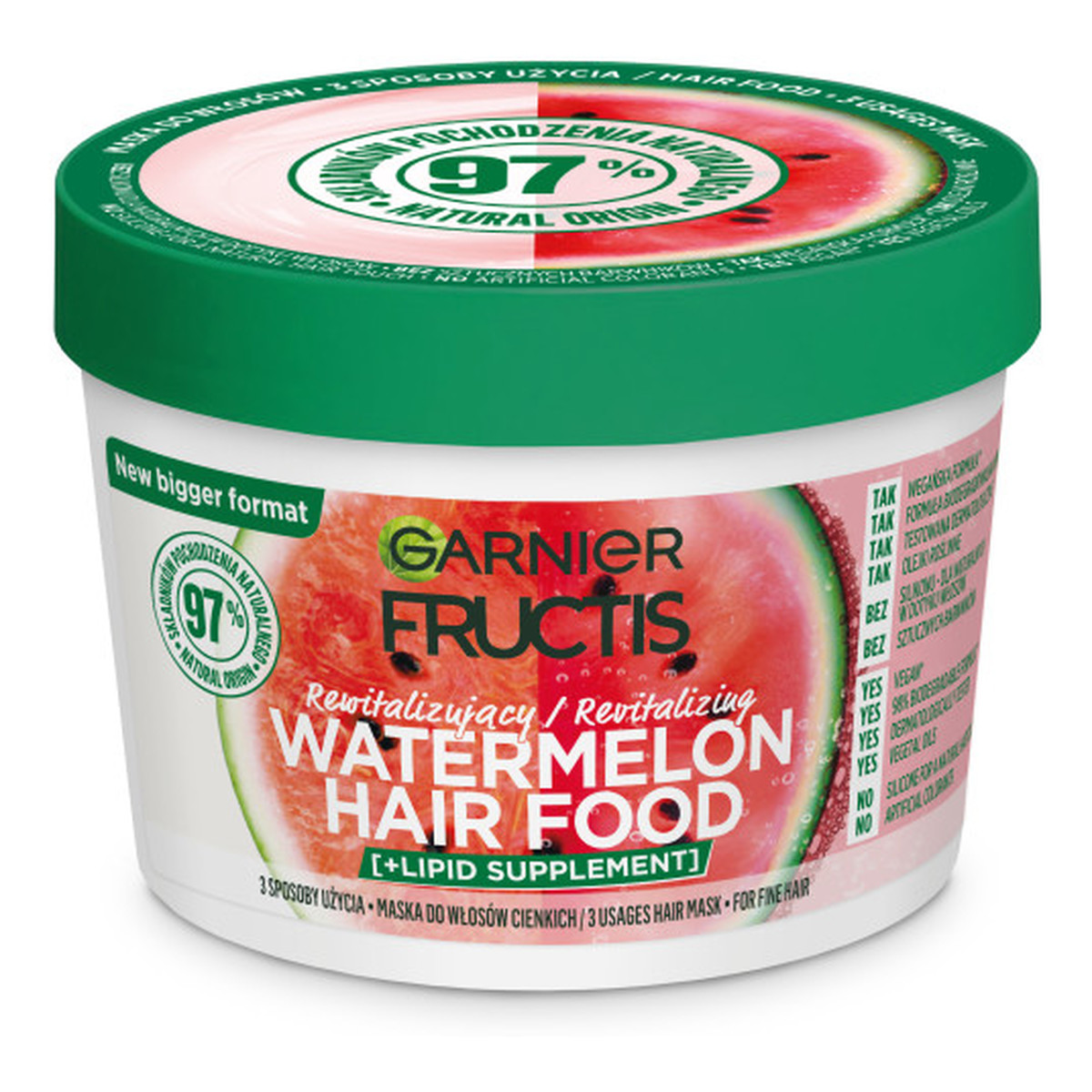 Garnier Fructis watermelon hair food rewitalizująca maska do włosów cienkich 400ml