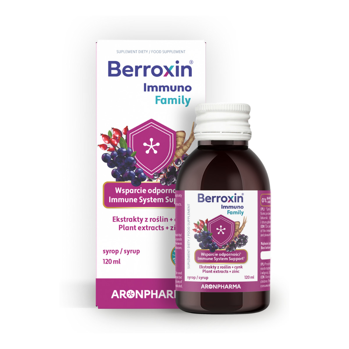 AronPharma Berroxin Immuno Family syrop z czarnego bzu i aronii 120ml