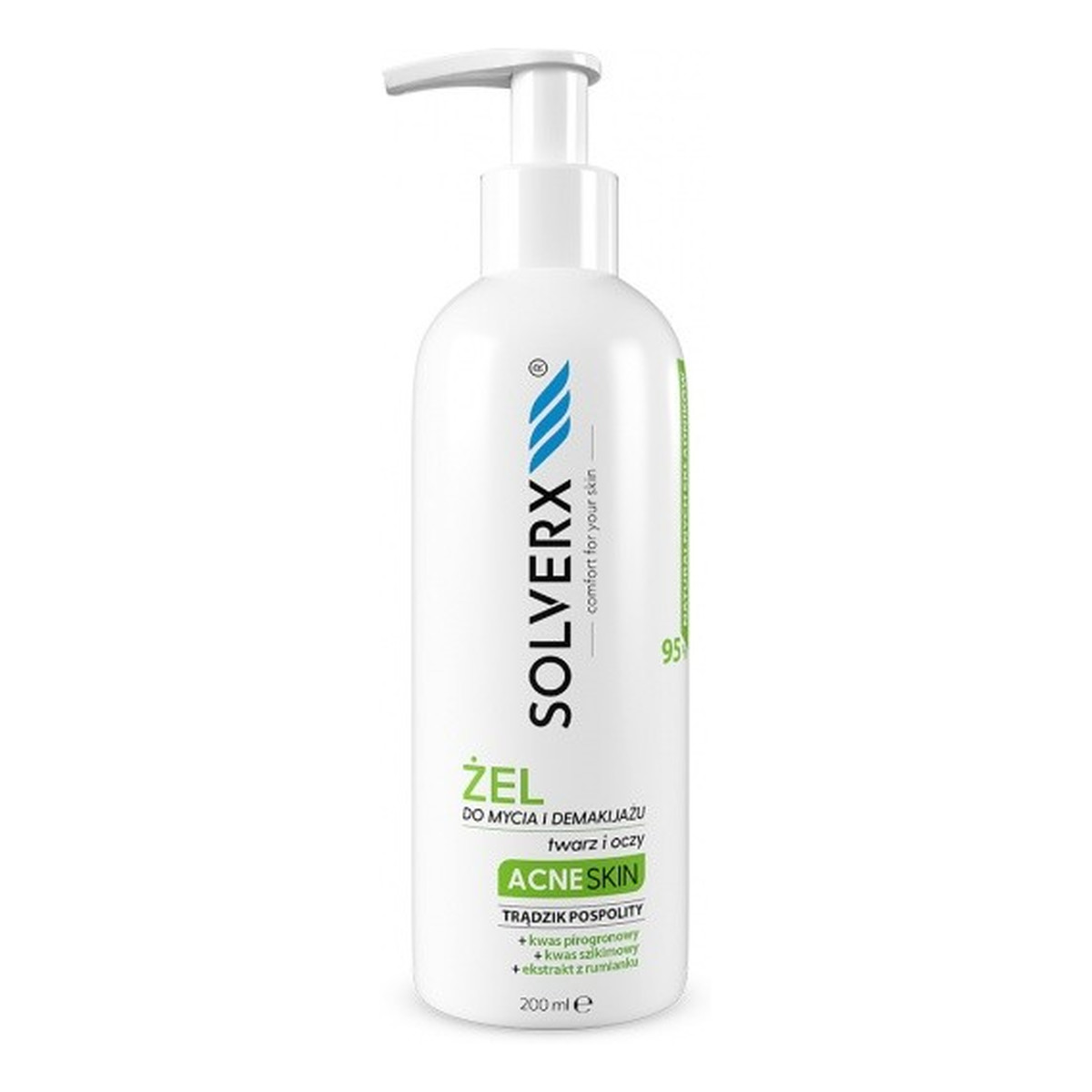 Solverx Acne Skin Żel do mycia i demakijażu twarzy i oczu - przeciwtrądzikowy 200ml