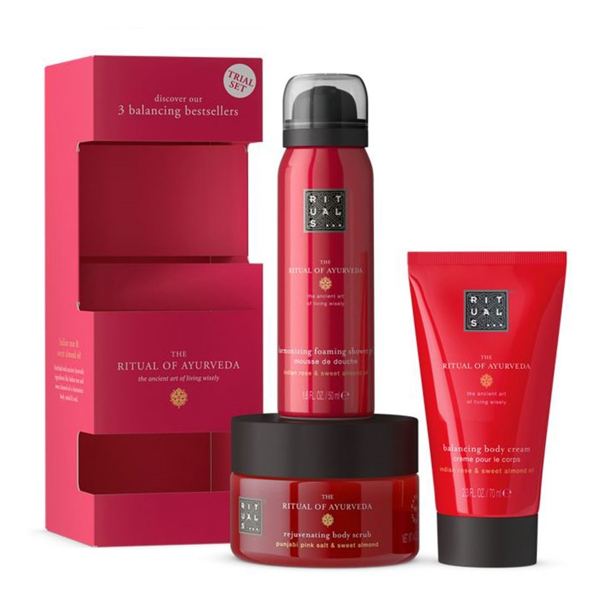 Pianka pod prysznic 50 ml + Krem do ciała 70 ml + Peeling do ciała 125g