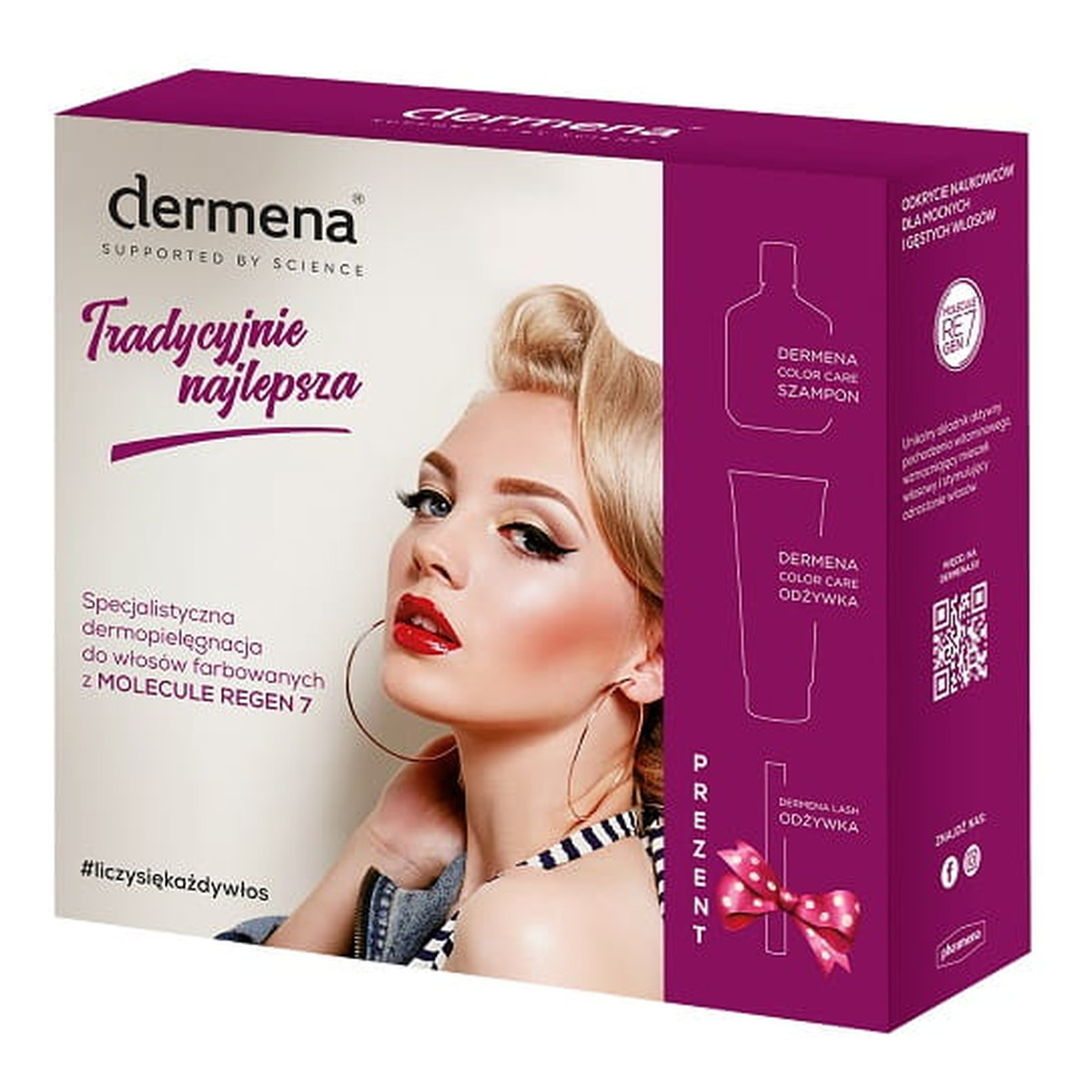 Dermena Hair Care Zestaw prezentowy Color Care (szampon 200ml+odżywka 200ml+odżywka d/rzęs )
