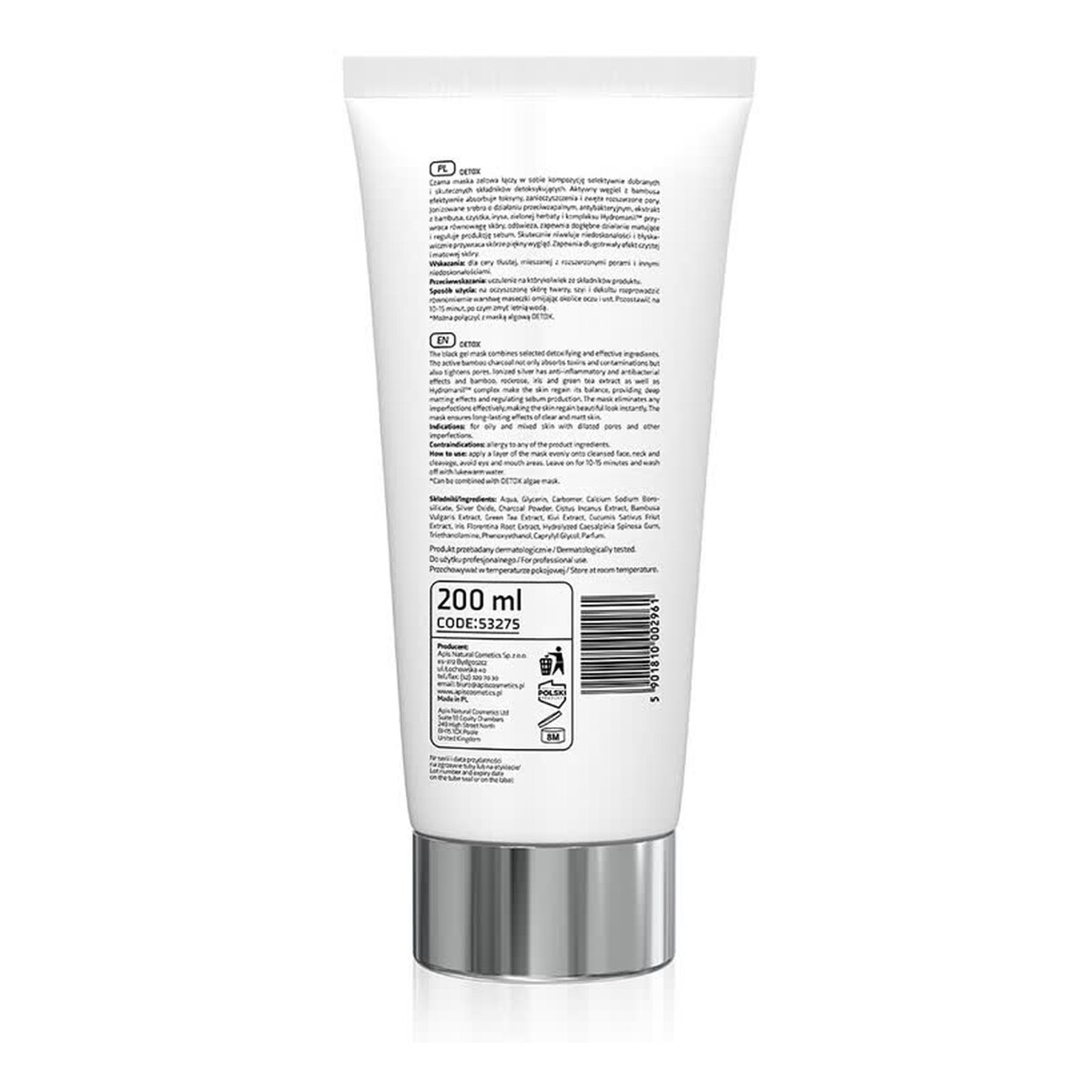 Apis Detox Gel Mask detoksykująca maska żelowa z węglem z bambusa i jonizowanym srebrem 200ml