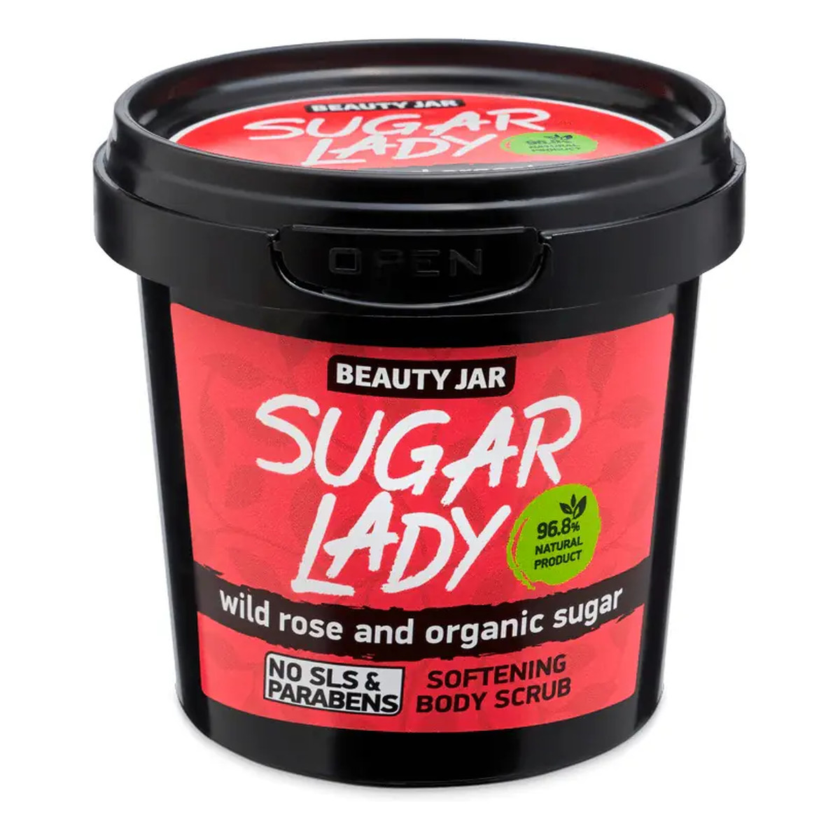 Beauty Jar Sugar Lady Zmiękczający scrub do ciała z dziką różą i organicznym cukrem 180g