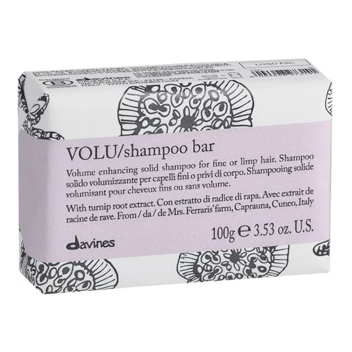 Davines Essential Haircare VOLU Shampoo Bar nawilżający szampon w kostce do włosów suchych i odwodnionych 100g