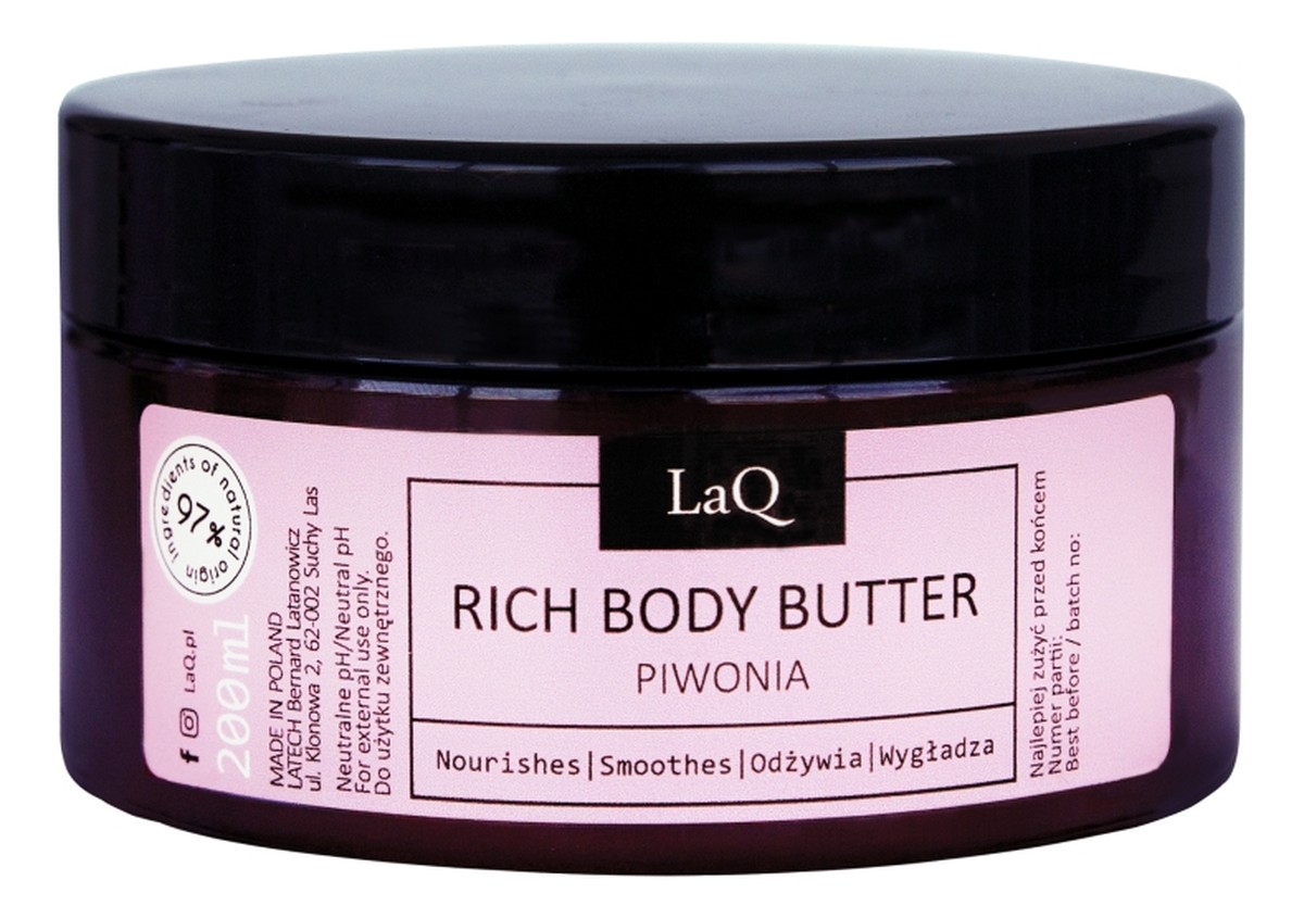 Rich body butter bogate masło do ciała kocica piwonia