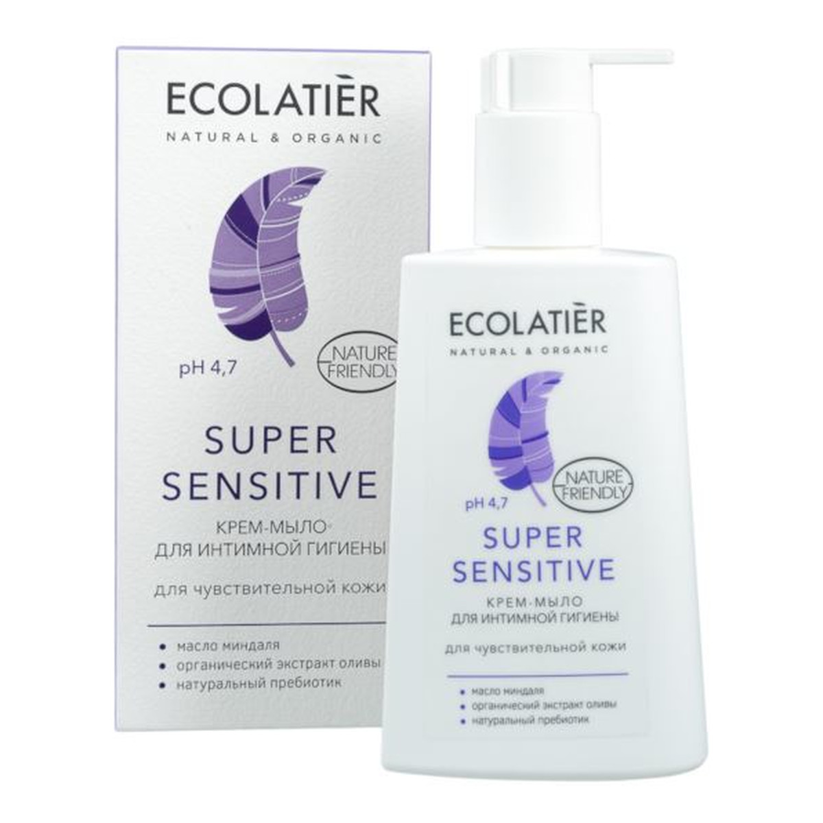 Ecolatier Super Sensitive Krem-mydło do higieny intymnej pH 4,7 Probiotyk kwas mlekowy 250ml
