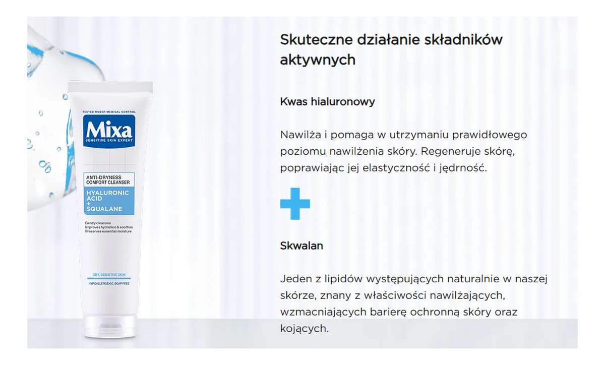 Żel do mycia twarzy przeciw przesuszeniom kwas hialuronowy + skwalan 150ml