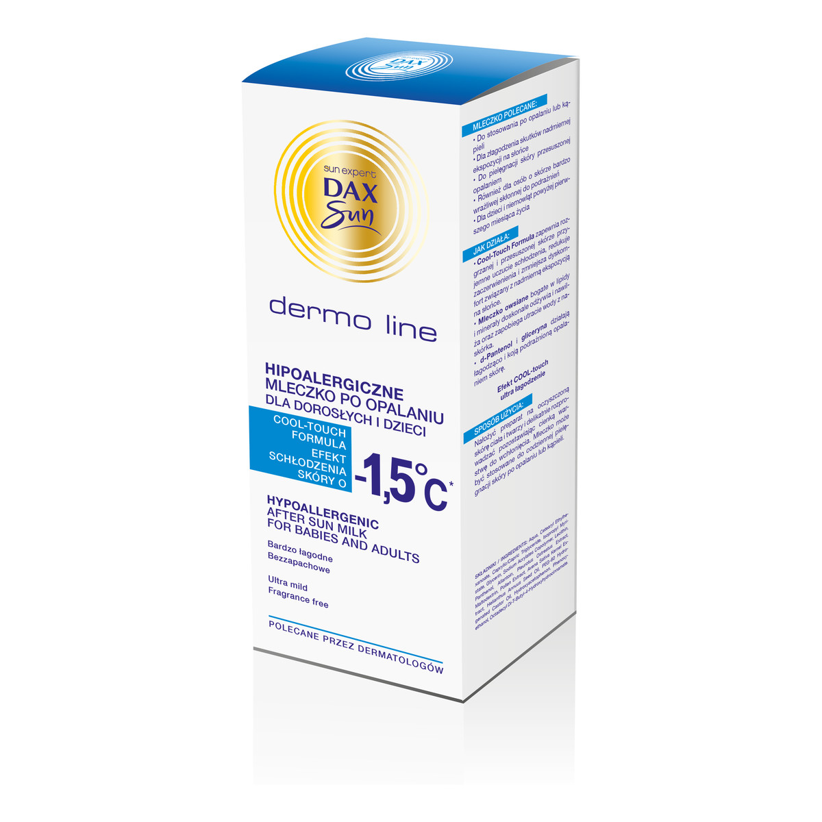 Dax Sun Dermo Line hipoalergiczne mleczko po opalaniu -1,5°Cdla dorosłych i dzieci 200ml