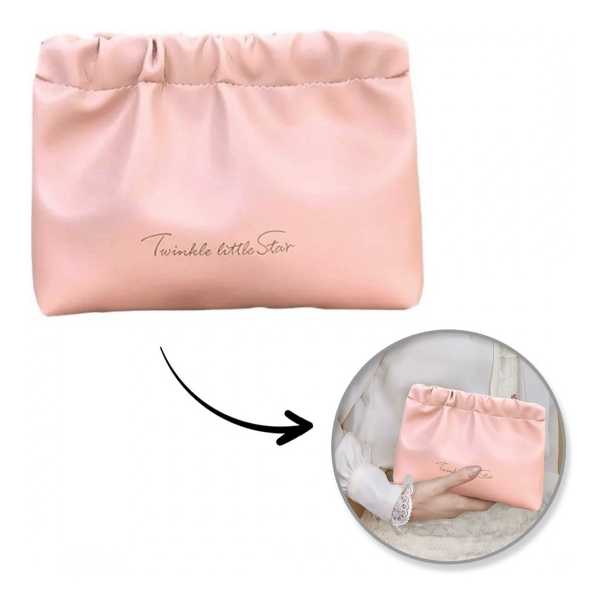 Ecarla Kosmetyczka, saszetka na kosmetyki, wkładki, ekoskóra rozm m różowa ks145r