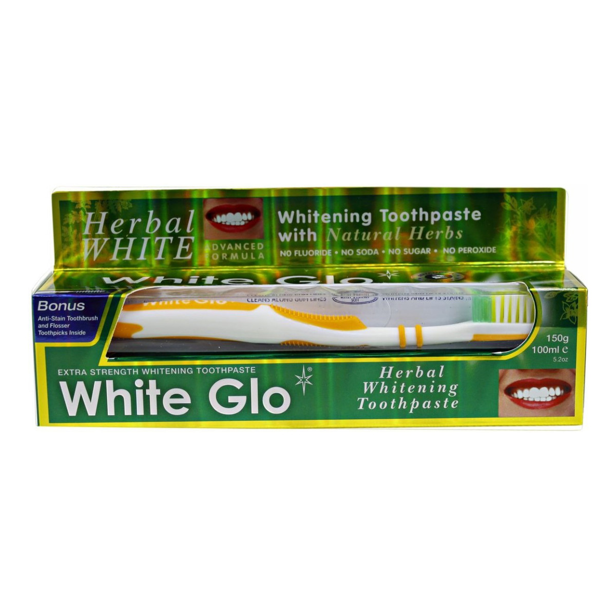 White Glo Herbal ziołowa pasta do zębów 100ml + szczoteczka do zębów 100ml