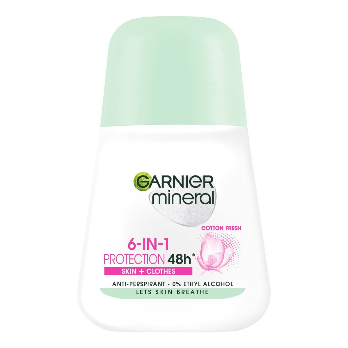 Garnier Mineral Dezodorant roll-on 6in1 Protection 48h Cotton Fresh Skin+Clothes 50ml