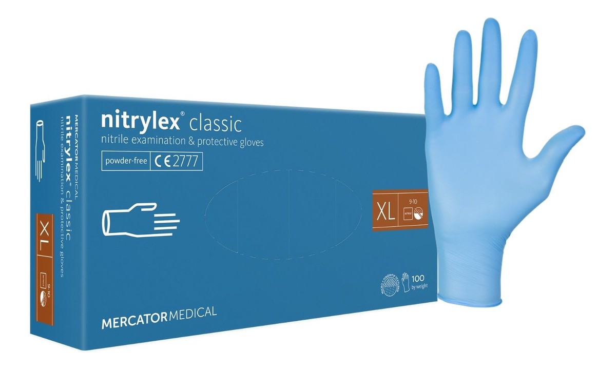 Bezpudrowe rękawice nitrylowe XL 100 szt. Niebieskie