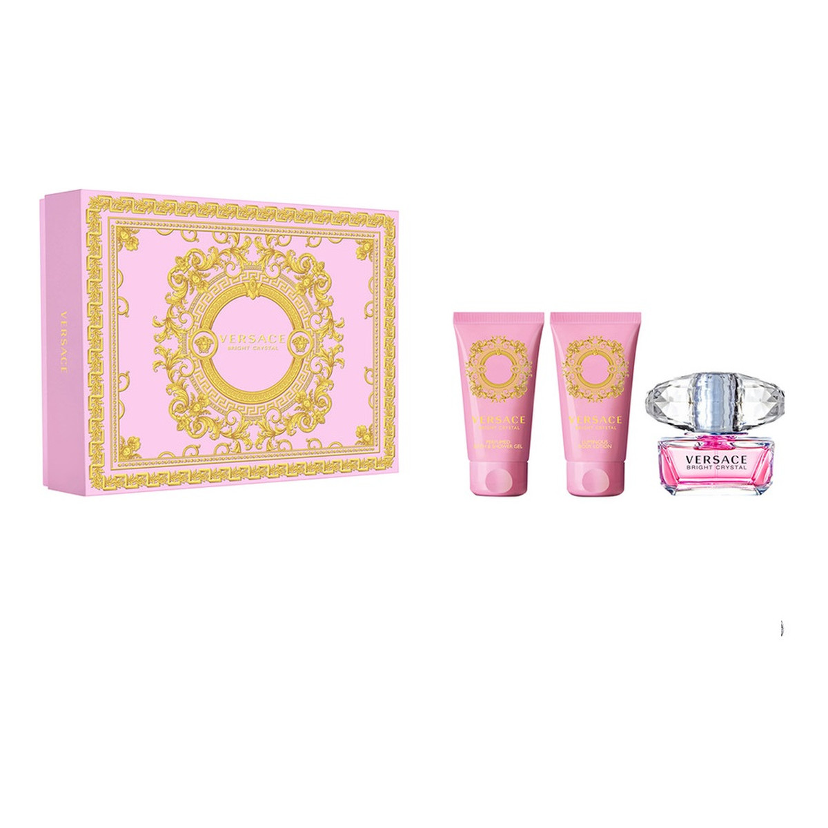 Versace Bright Crystal Zestaw woda toaletowa spray 50ml + żel pod prysznic 50ml + balsam do ciała 50ml