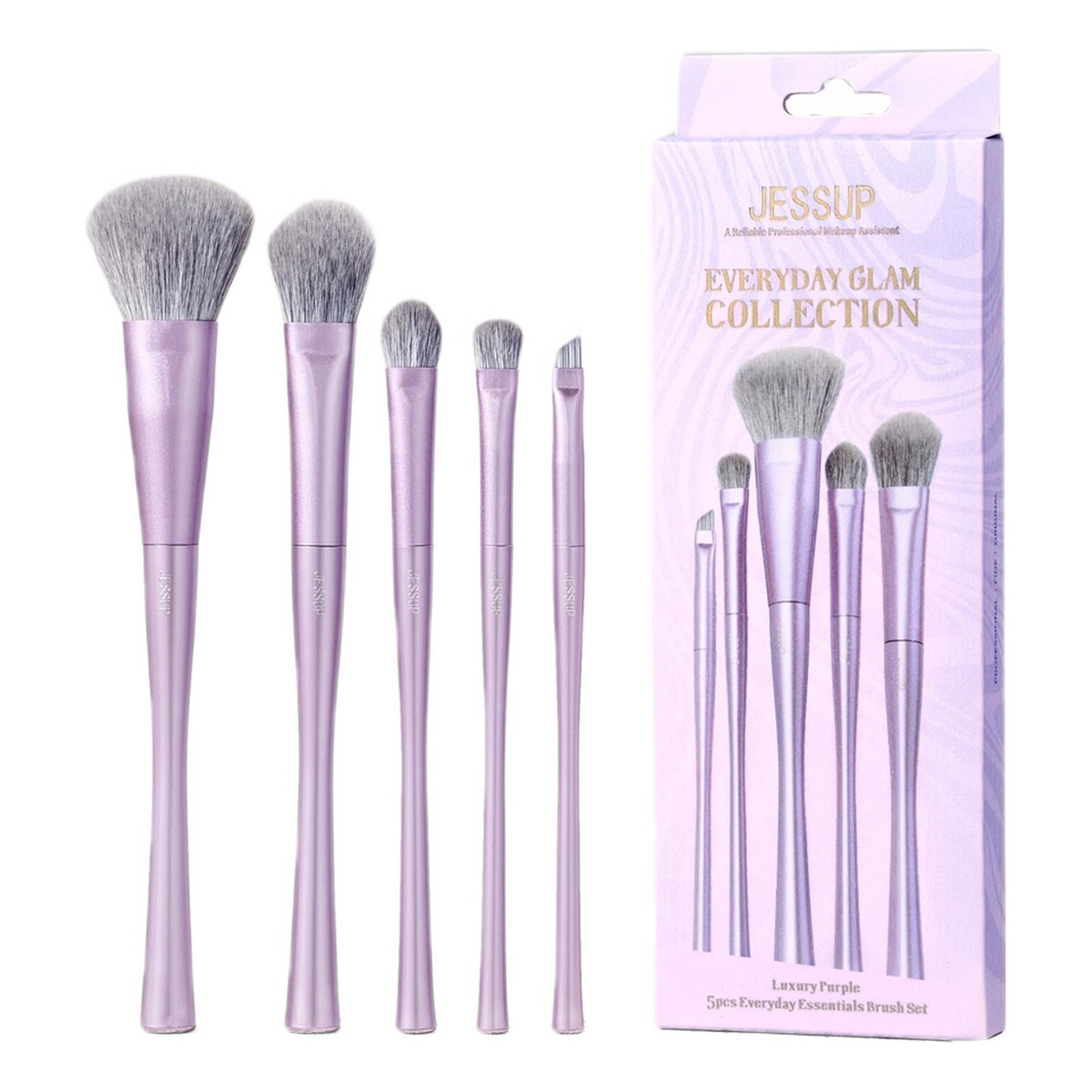 JESSUP Luxury Purple Everyday Essentials Brush Zestaw pędzli do makijażu t515 5szt.