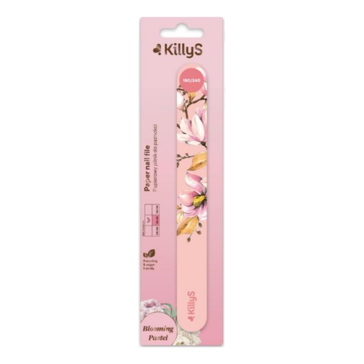 KillyS Blooming pastel paper nail file papierowy pilnik do paznokci prosty 180/240 brzoskwiniowy