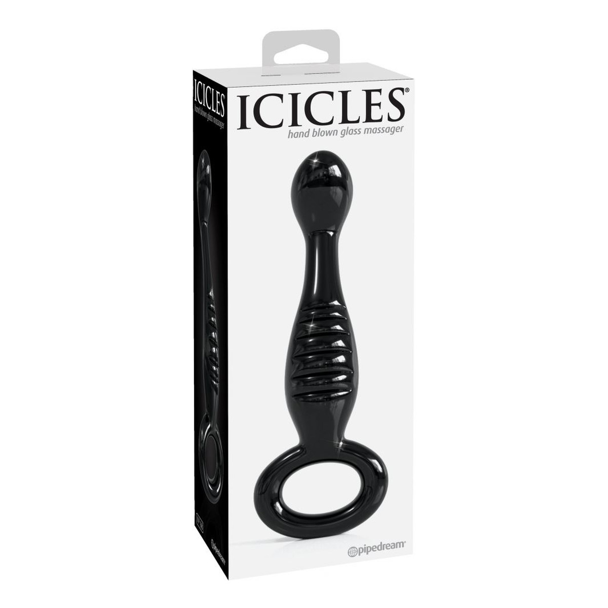 Pipedream Icicles Hand Blown Glass Massager dildo analne szklane nr 68 czarne