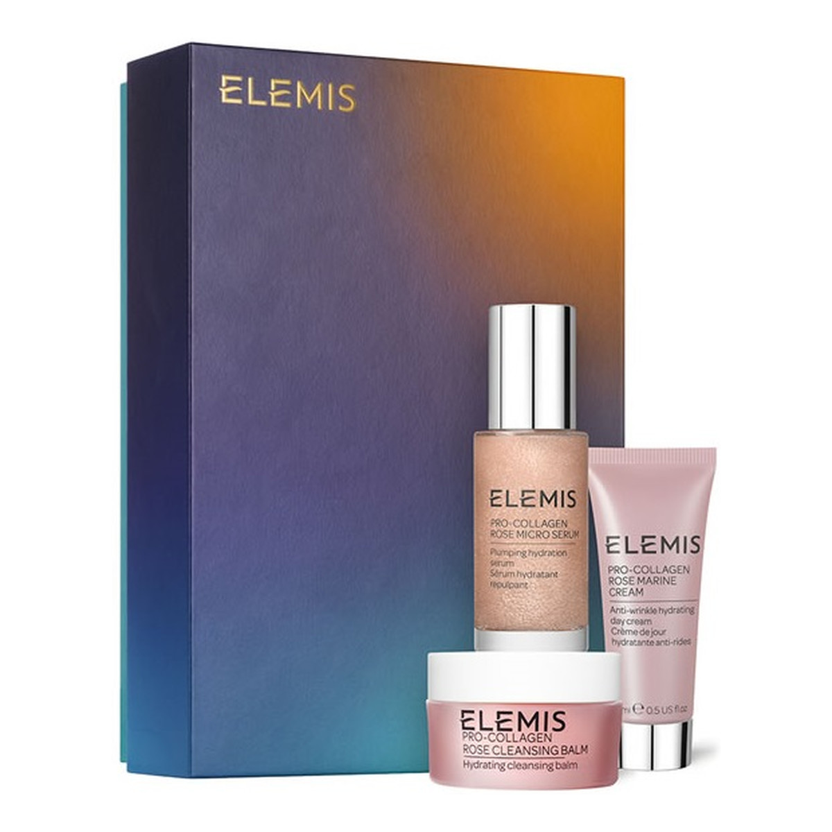 Elemis The Pro-Collagen Rose Icons Zestaw balsam oczyszczający 15ml + serum do twarzy 30ml + krem do twarzy 15ml