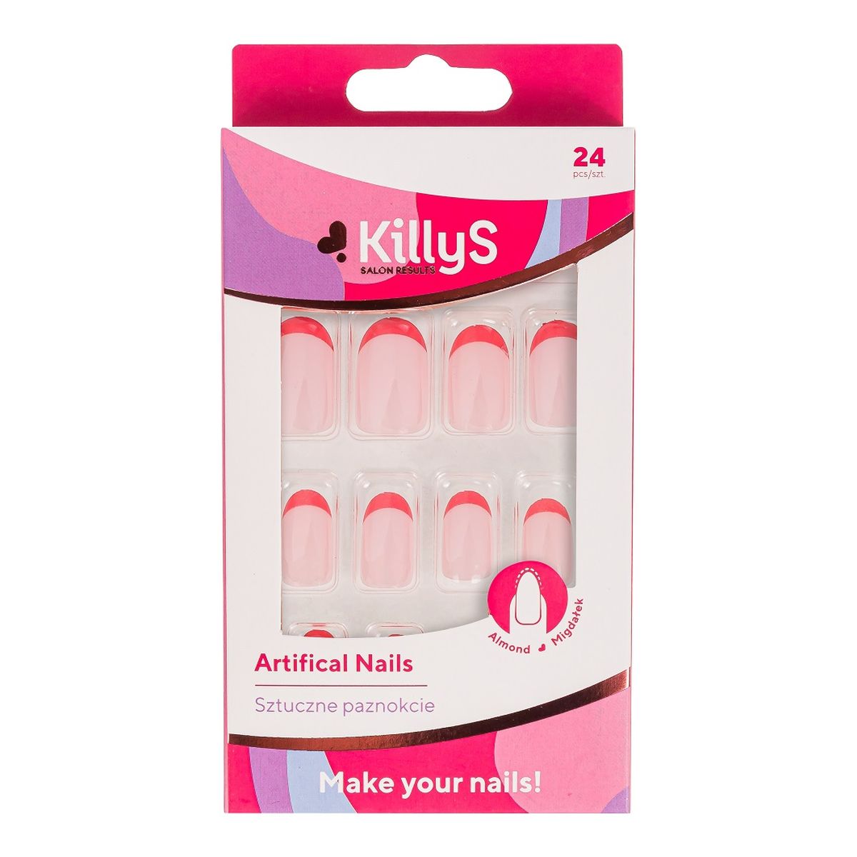KillyS Artifical nails sztuczne paznokcie almond pink french 24szt