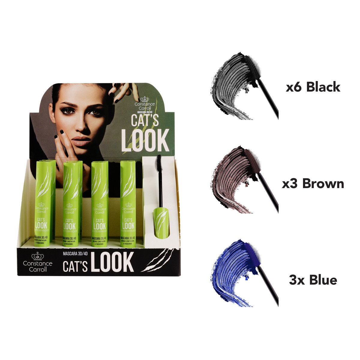 Constance Carroll Zestaw mascara 12xcat`s 6xblack+3xblue+3xbrown