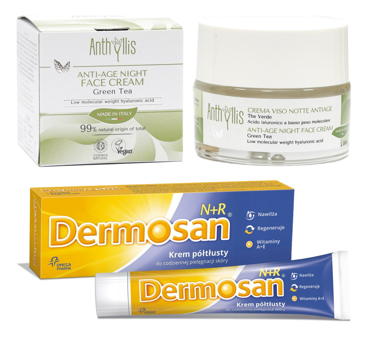 Krem półtłusty 40g + Anthyllis Krem na noc z kwasem hialuronowym 50ml