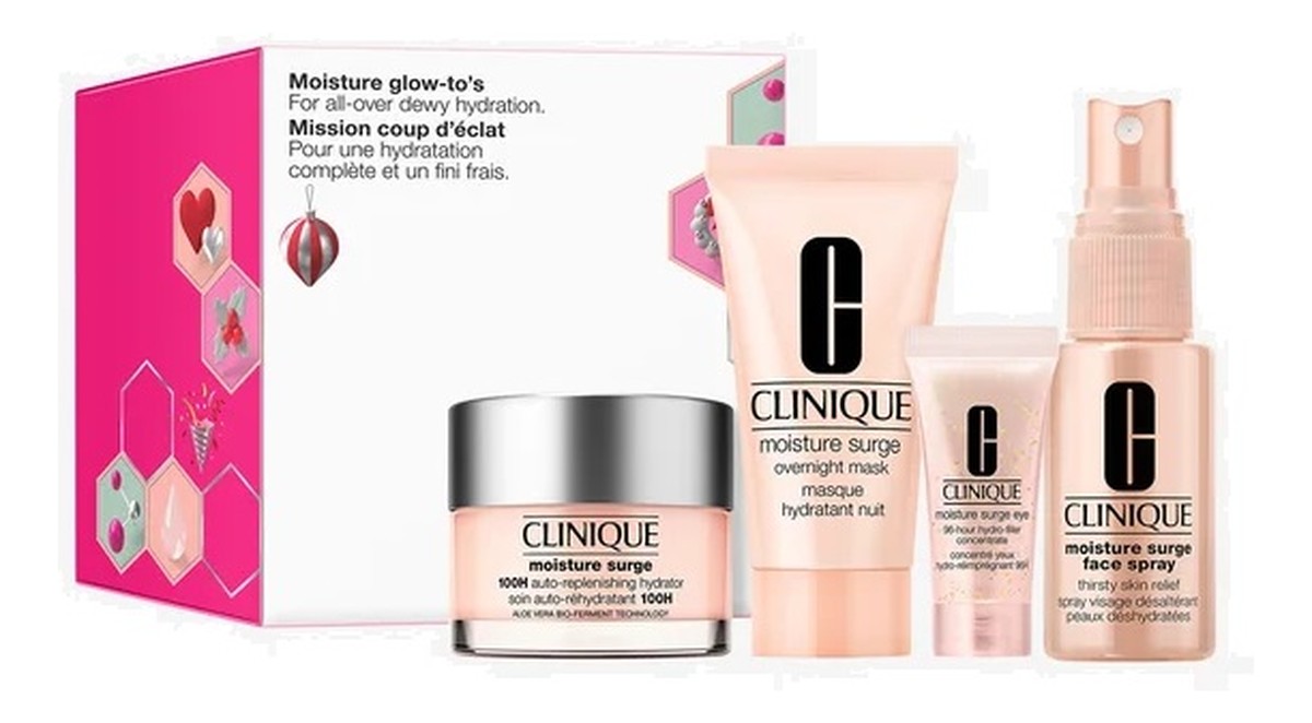 Zestaw Moisture Glow-To'S Moisture Surge 100-H Auto-Replenishing Hydrator + Moisture Surge Overnight Mask + Moisture Surge Eye 96-Hour Hydro-Filler Concentrate + Moisture Surge Face Spray Thirsty Skin Relief