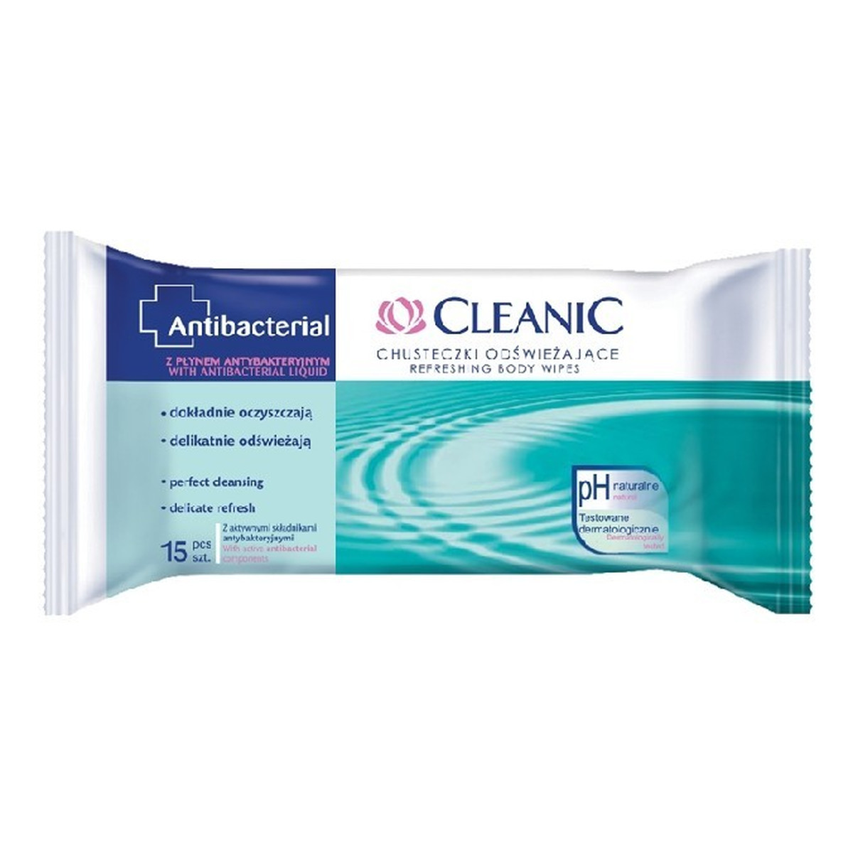 Cleanic Antibacterial Chusteczki odświeżające z płynem antybakteryjnym 3 x 15 sztuk