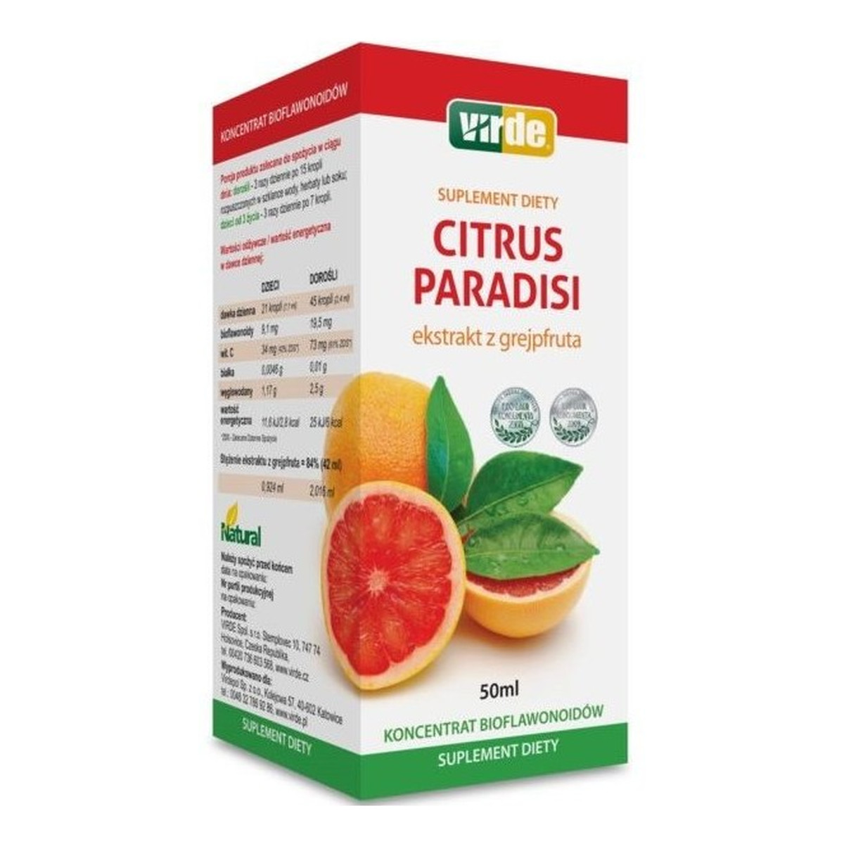 Virde Citrus Paradisi ekstrakt z grejpfruta suplement diety 50ml