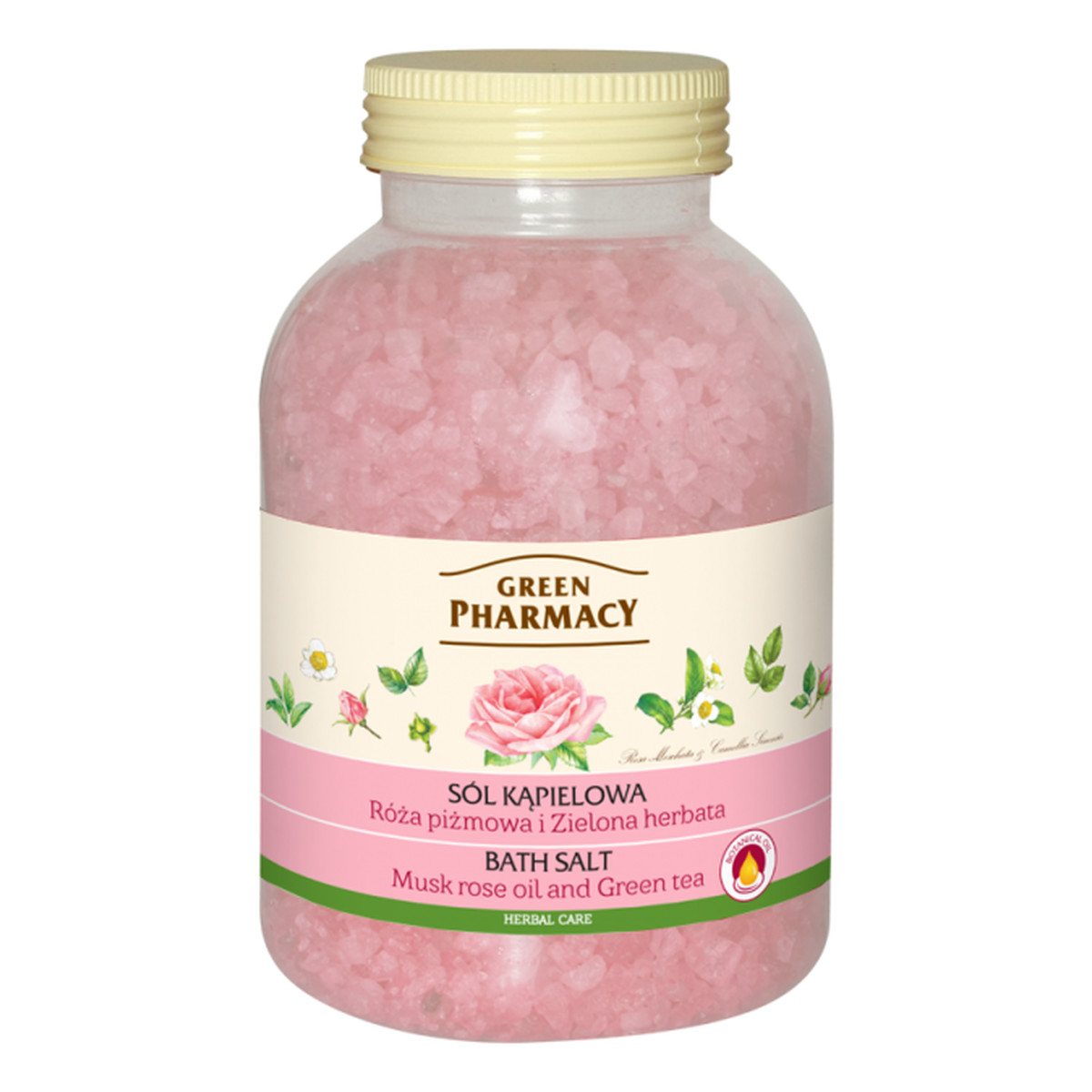 Green Pharmacy Herbal Cosmetics Body Care Sól Kąpielowa Róża Piżmowa i Zielona Herbata 1000g