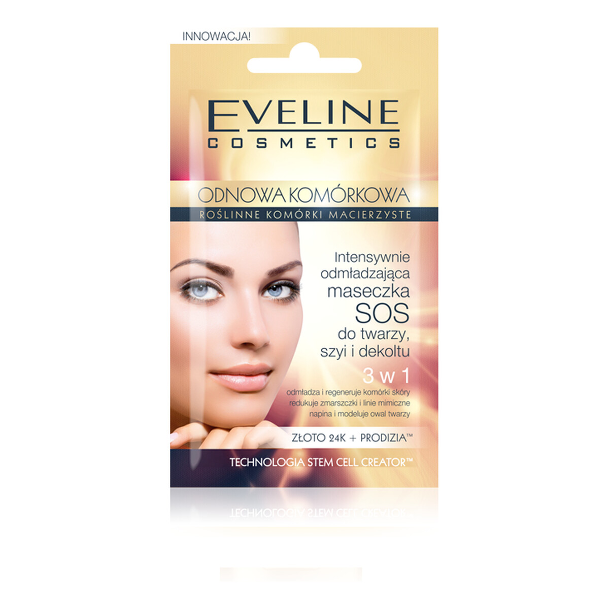 Eveline Odnowa Komórkowa Roślinne Komórki Macierzyste Intensywnie Odmładzająca Maseczka SOS Do Twarzy, Szyi i Dekoltu 3 w 1 7ml