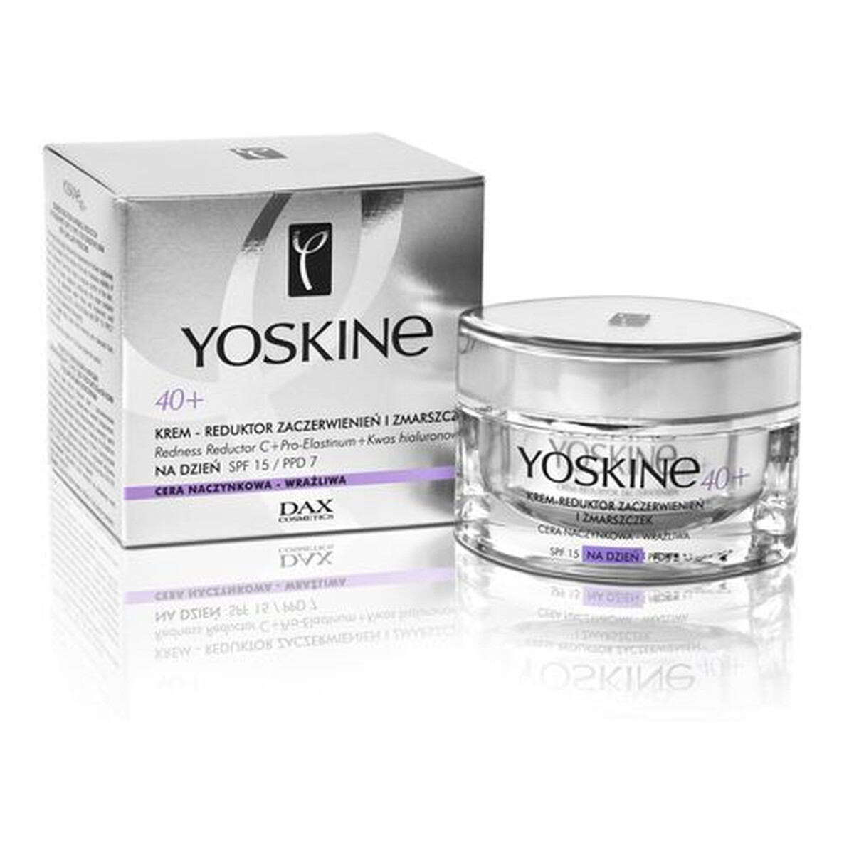 Yoskine 40+ Krem Redukujący Zaczerwienienia i Zmarszczki Na Dzień SPF 15 Skóra Naczynkowa i Wrażliwa 50ml