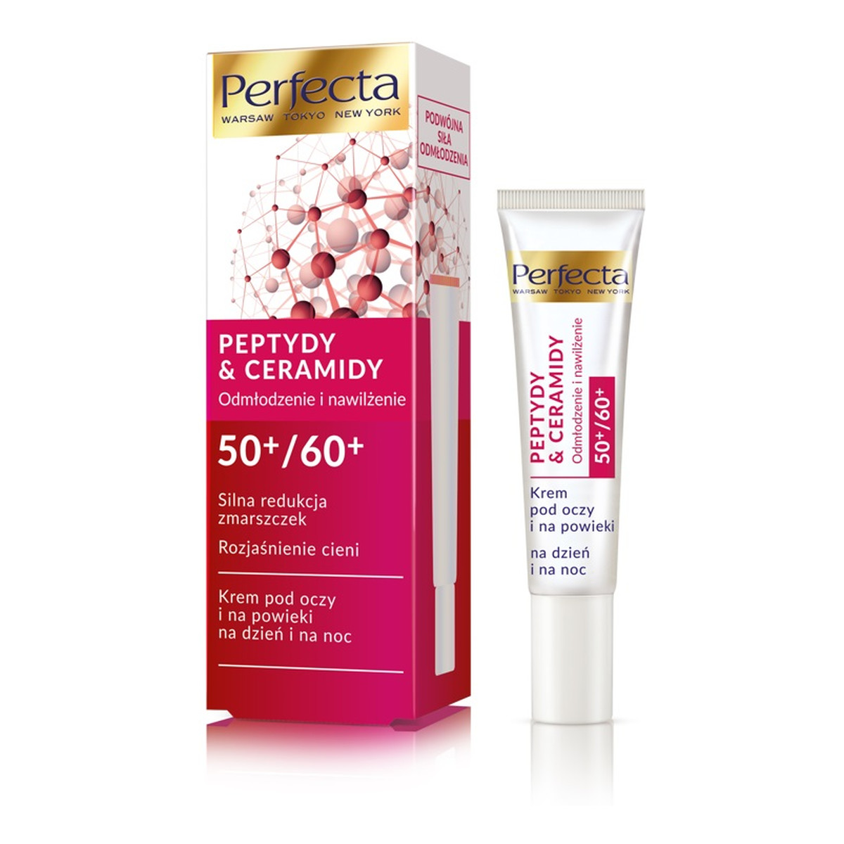 Perfecta Peptydy & Ceramidy 50+/60+ krem pod oczy i na powieki silna redukcja zmarszczek i rozjaśnienie cieni na dzień i na noc 15ml