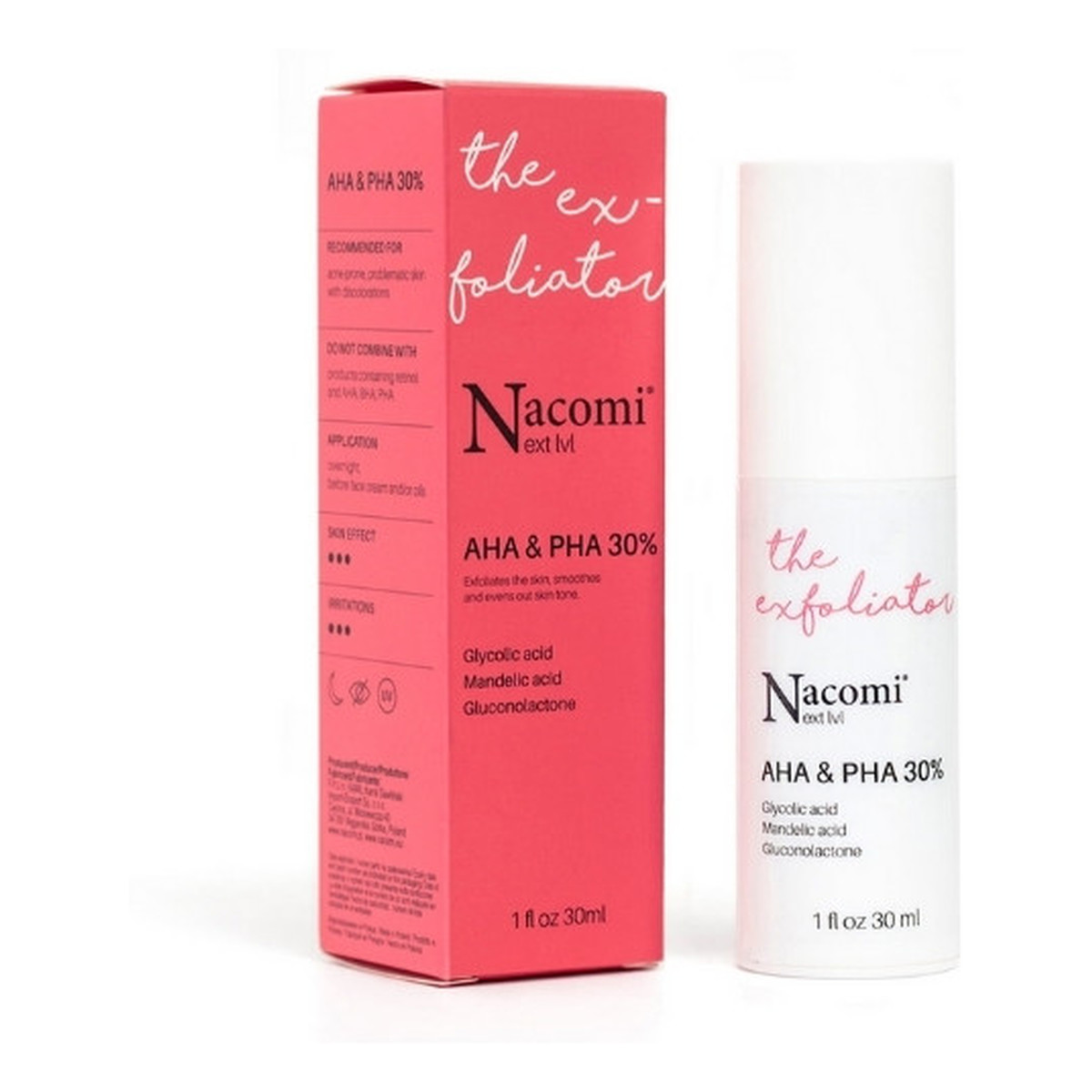 Nacomi Next Level The Exfoliator Peeling kwasowy AHA i PHA 30% 30ml