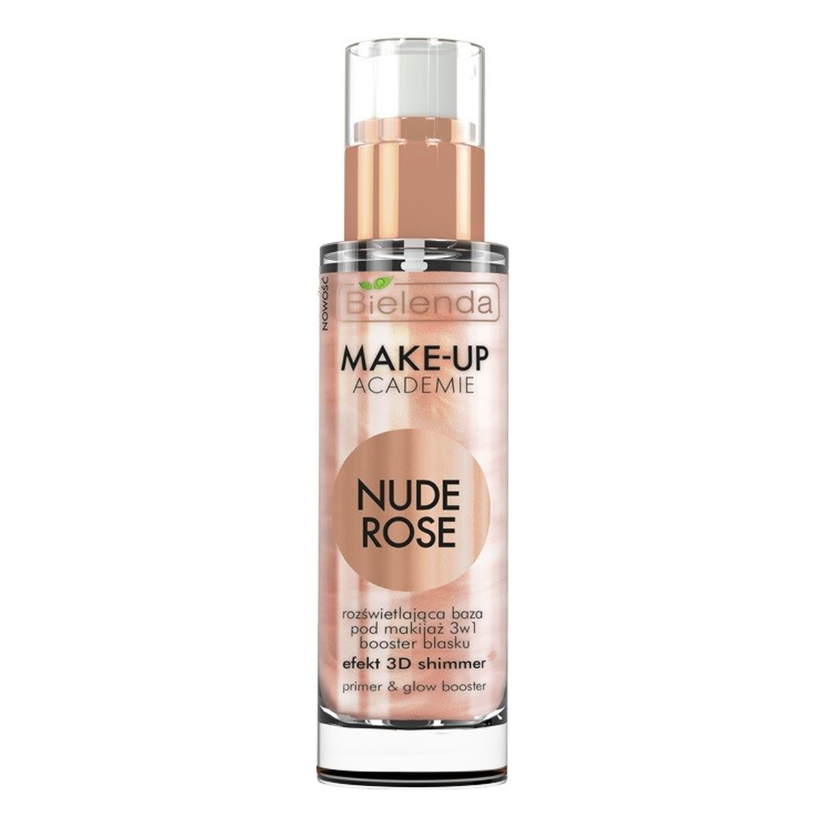 Bielenda Make-Up Academie Rozświetlająca Baza pod makijaż 3w1 Nude Rose - efekt 3D Shimmer 30g