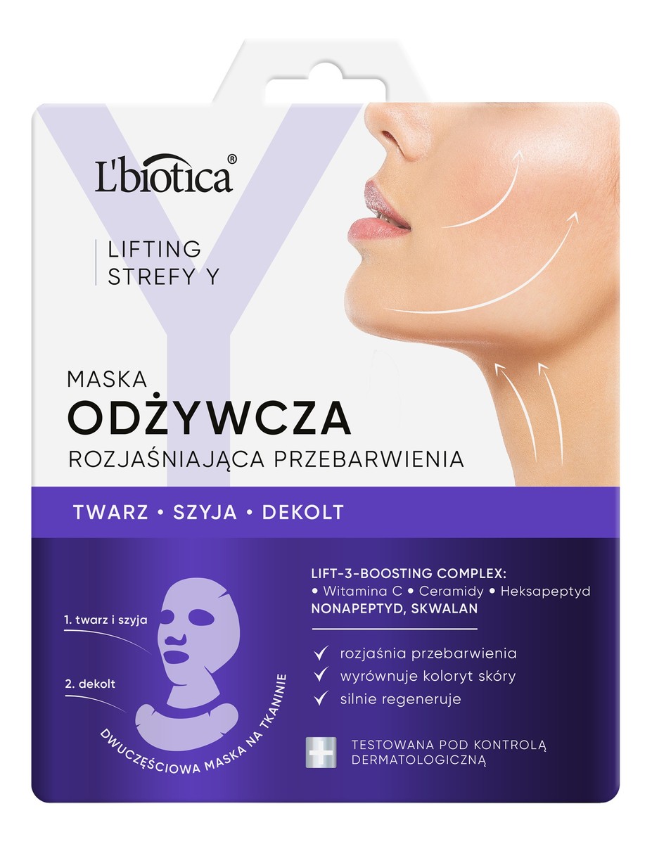 L`biotica lifting strefy y maska odżywcza rozjaśniająca przebarwienia