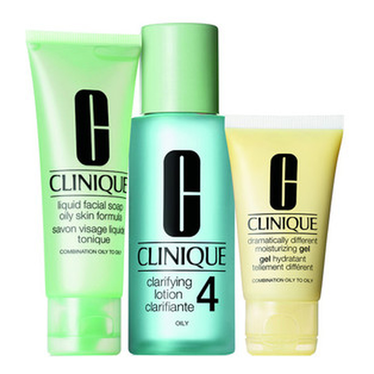Clinique Zestaw 3 Kroki Typ skóry 4 - Tłusta lub bardzo tłusta Mydło w płynie 50 ml + płyn złuszczający 100 ml + emulsja nawilżająca 30 ml