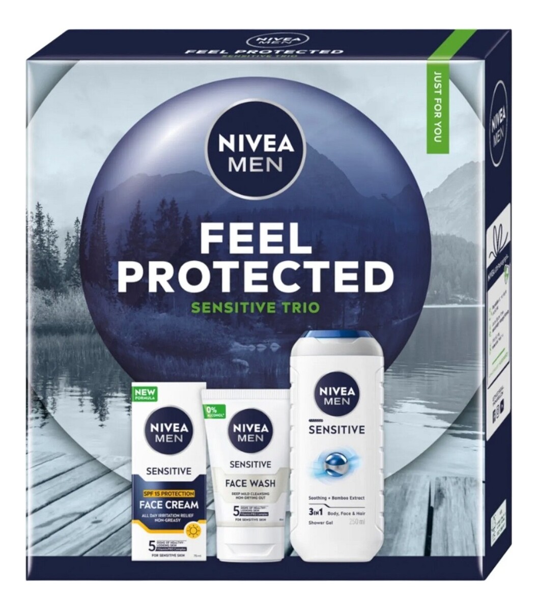 Zestaw żel pod prysznic 3w1 250ml + żel do mycia twarzy 100ml + ochronny krem nawilżający spf15 75ml