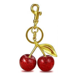 Brelok do kluczy czerwone WISIENKI złoty 12cm BRL383