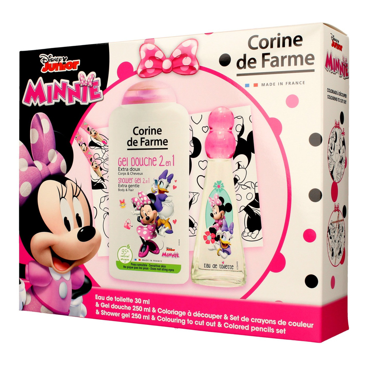 Corine De Farme Disney Zestaw prezentowy Minnie (Woda Toaletowa 30ml+żel pod prysznic 250ml+kolorowanka+kredki)