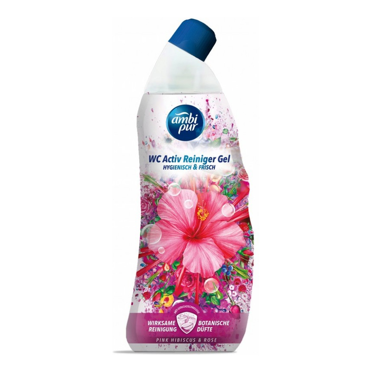 Ambi Pur Żel do WC Pink Hibiscus Rose 4x750ml + Zawieszka Lavender