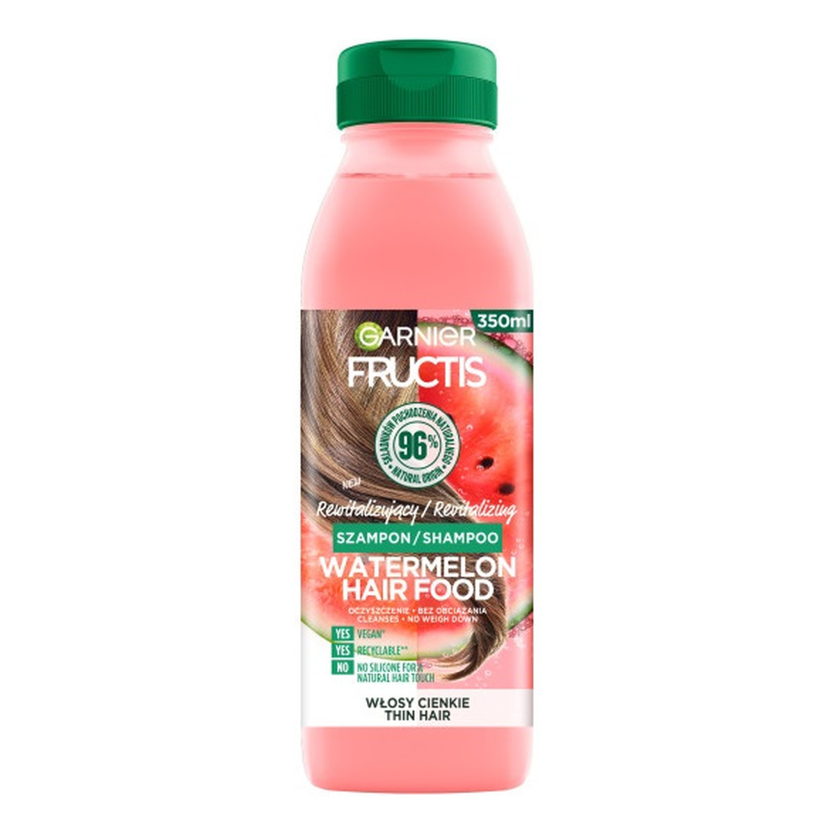 Garnier Fructis watermelon hair food shampoo rewitalizujący szampon do włosów cienkich 350ml