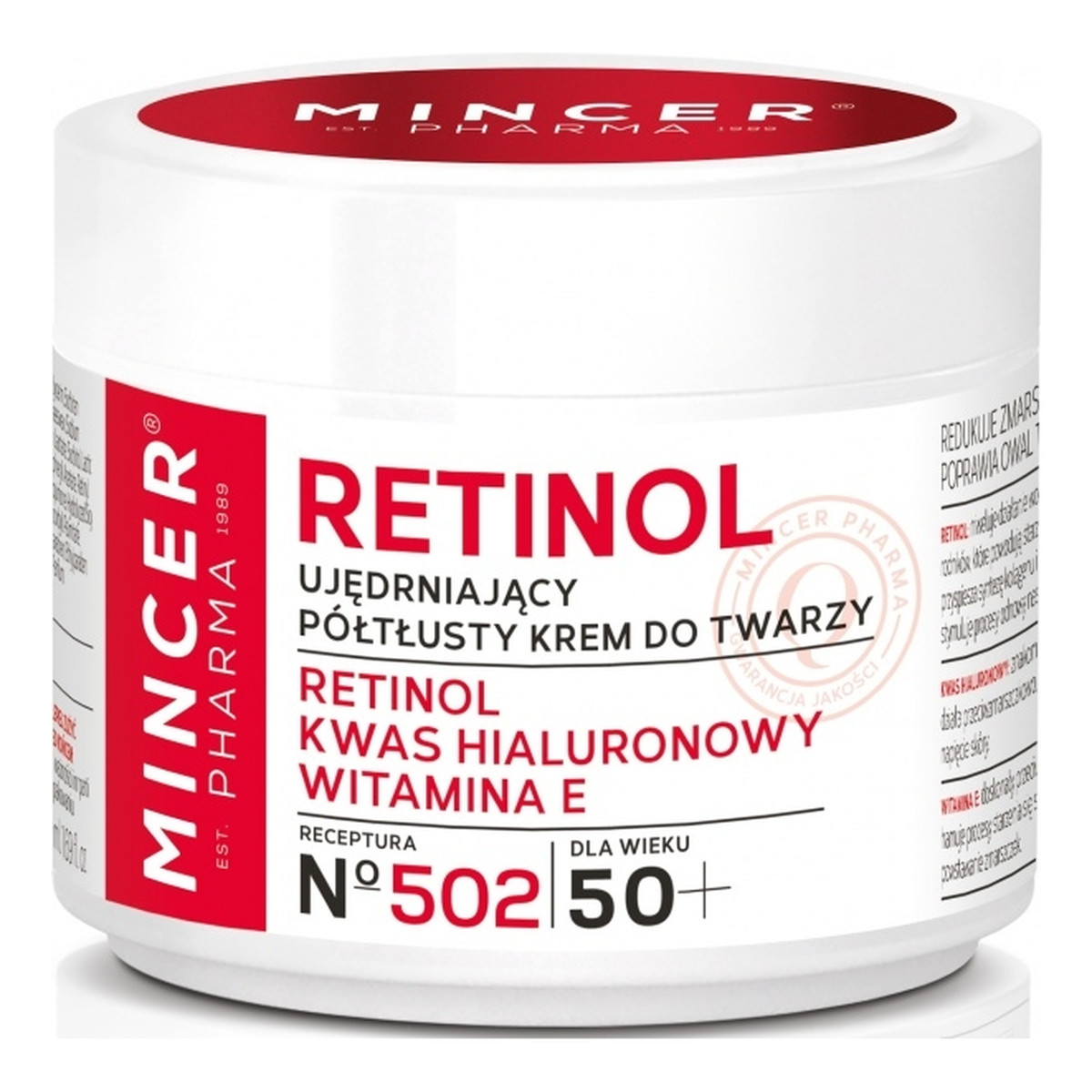 Mincer Pharma Retinol Ujędrniający półtłusty Krem do twarzy 50+ No 502 50ml
