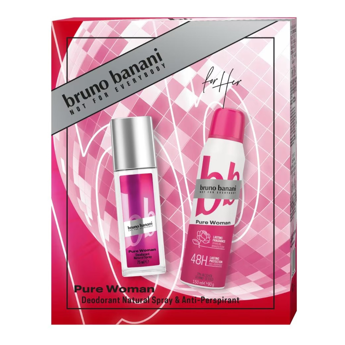 Bruno Banani Pure Woman Zestaw dezodorant w naturalnym sprayu 75ml + antyperspirant w sprayu 150ml