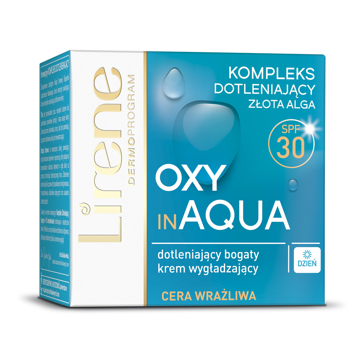 Lirene OXY IN AQUA DOTLENIAJĄCY BOGATY KREM WYGŁADZAJĄCY SPF 30 CERA WRAŻLIWA 50ml